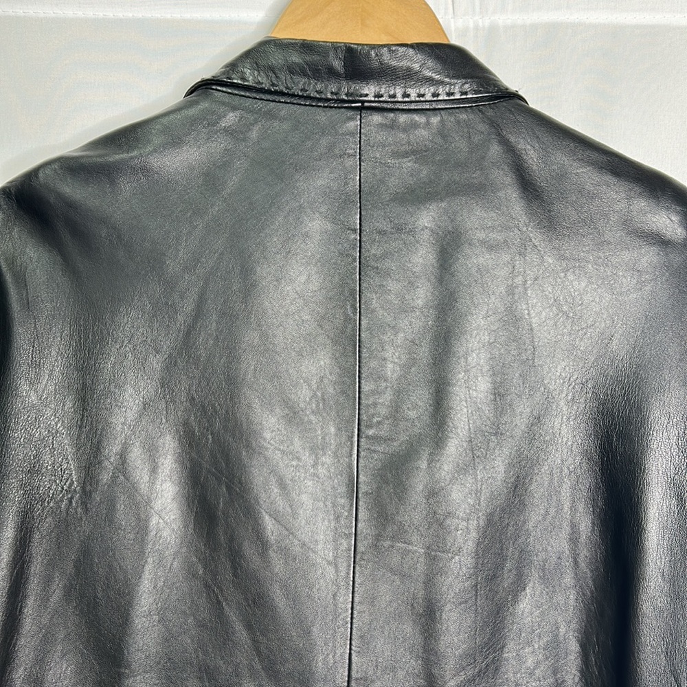 Pronto Uomo genuine leather shoulder pad pocketed blazer - Picture 9 of 11